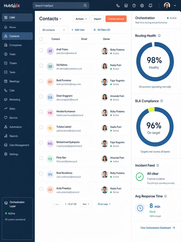 London staffing agency HubSpot orchestration dashboard